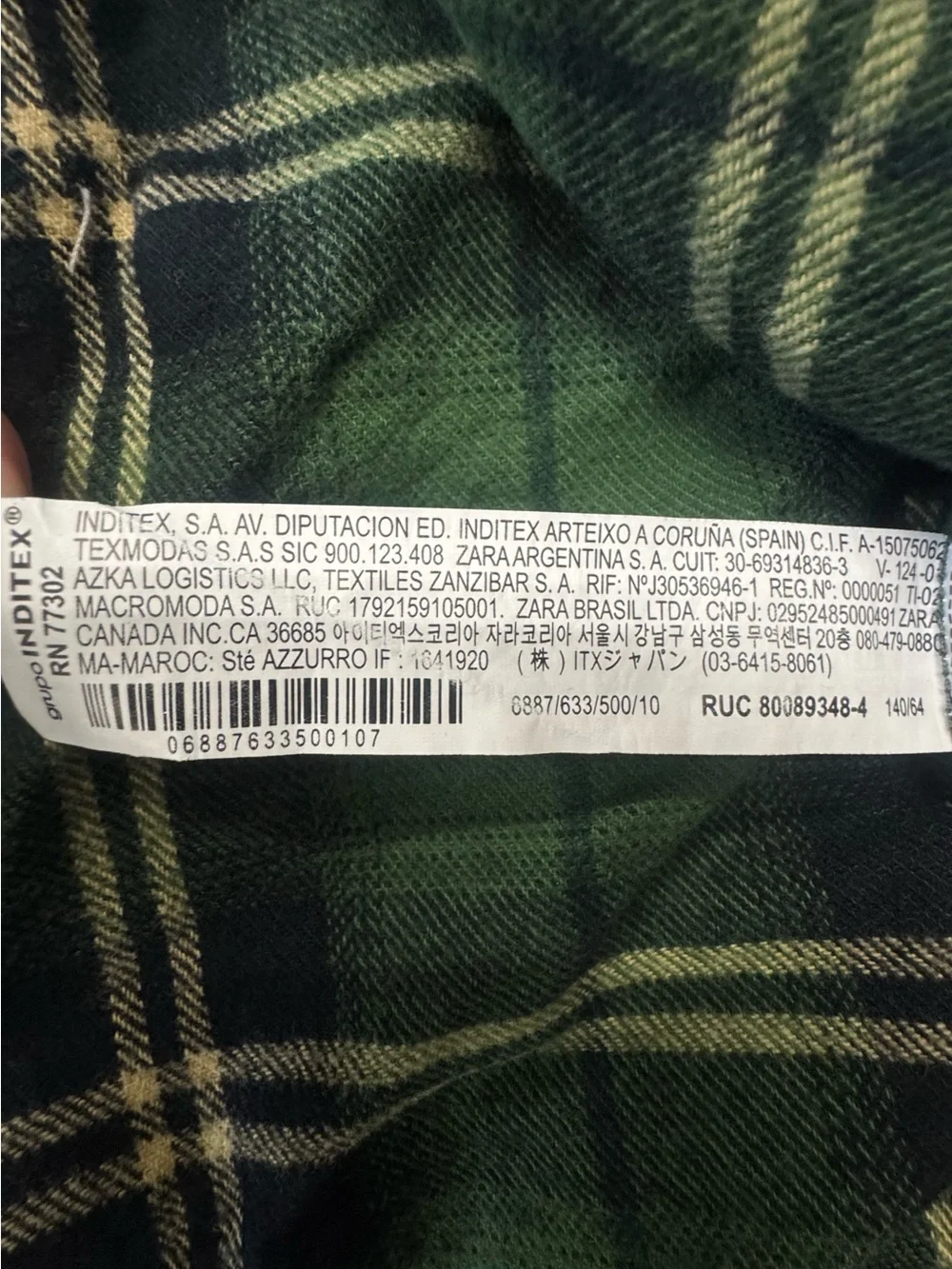 Zara Kids Hooded Plaid Flannel Shacket Green Black Button Front Shirt Sz 10